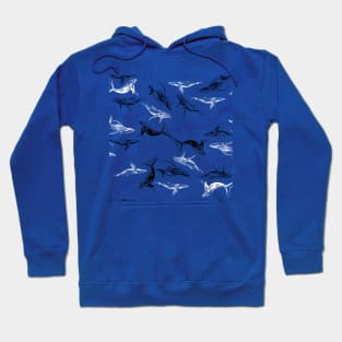 blue black and white whales Hoodie